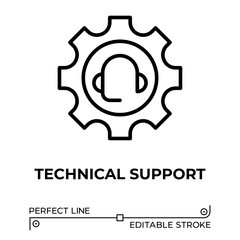 Vector line icon related to technical support. Perfect Line. Editable Stroke.