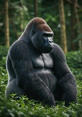 Majestic Gorilla in Lush Forest Habitat