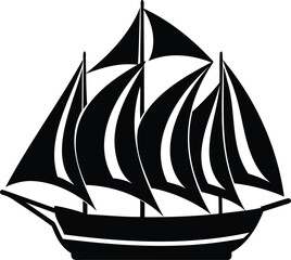 Minimal vector silhouette of a sailboat with large sails