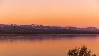 Fototapeta premium Sunset, Nahuel Huapi Lake, Bariloche, Rio Negro Province, Patagonia, Argentina