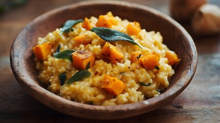 Homemade Autumn Pumpkin Risotto Comfort Food with Natural Light Photography