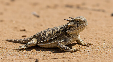 Horned Lizard on Desert Ground- Phrynosoma cornutum