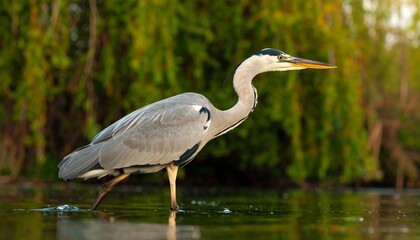 Fototapeta premium Heron wading in water