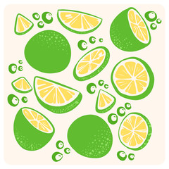 Abstract Composition of Green Lime Fruit Slices