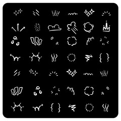 Glow Effect Comic Doodles on Dark Background Seamless Pattern