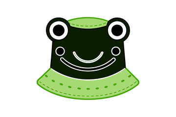 Cute Cartoon Frog Bucket Hat Illustration for Summer Fashion and Kids Apparel