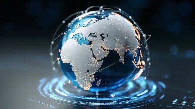 Global Network: The digital world comes to life, represented by an illuminating globe, encircled by a network of interconnected lines.