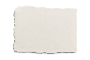 Obraz premium Torn paper sheet with rough deckle edges on transparent background, presenting rustic textured page or parchment