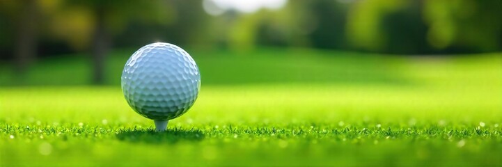 Obraz premium Precision on the Green Close-up of a Golf Ball Ready for the Putt on a Lush Golf Course