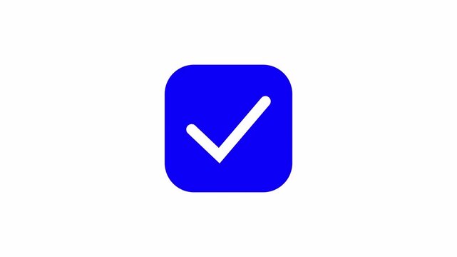 Dark blue check mark animation checklist icon button that symbolizes OK or accepted