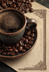 Ripe coffee beans on a light background.