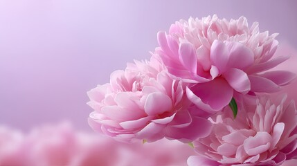 Obraz premium Soft Pink Peonies in Bloom Against a Gentle Gradient Background for Elegant Home Decor and Floral Design
