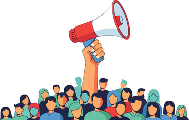 Crowd with Megaphone for Protest. style inspiration illustration concept design creative background style inspiration