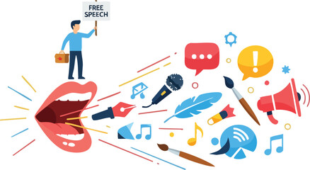 Free Speech and Creative Expression. style inspiration illustration concept design creative background style inspiration