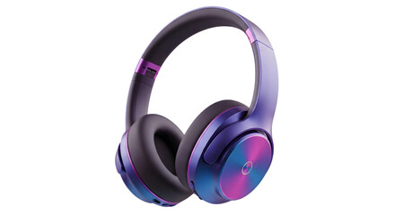 Wireless RGB Gaming Headset on Transparent Background. Modern Over-Ear Headphones with Neon Lighting for Technology and Esport Design