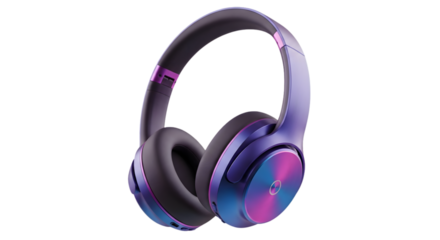 Wireless RGB Gaming Headset on Transparent Background. Modern Over-Ear Headphones with Neon Lighting for Technology and Esport Design