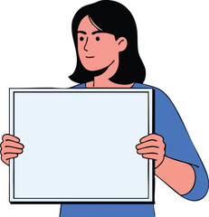 Woman Holding Blank Sign Illustration. style inspiration illustration concept design creative background style inspiration