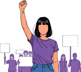 Woman Leading Protest with Raised Fist. inspiration illustration concept design creative background style inspiration