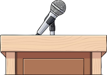 Wooden Podium with Microphone for Public Speaking. illustration concept design creative background style inspiration