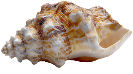 Ocean's Echo: A beautifully textured seashell, its swirling patterns and subtle hues hinting at the vast, mysterious ocean from which it came.