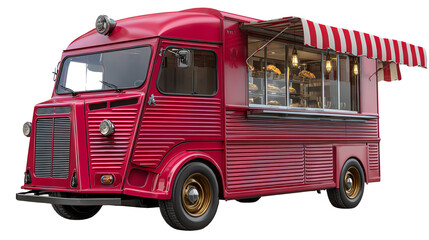 Red Food Truck Delights: A vibrant red food truck, a beacon of culinary adventure, stands poised to serve, its awning casting a welcoming shade.