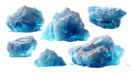 Fototapeta premium Arctic Jewels: Scattered, shimmering glacial fragments, radiating the raw beauty and the fragile essence of our planet's coldest reaches, captured in shades of crystalline blue.