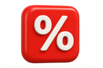 Red 3d percent icon showing special offers, online shopping discounts, and promotional sale deals