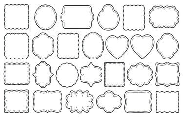 Obraz premium Assortment of Black Outline Hand Drawn Decorative Frames and Borders vector illustration