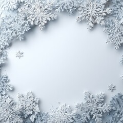white background with decorative snowflakes placed around the frame copy space in the center
concept winter background snowflakes design christmas decoration festive border seasonal frame