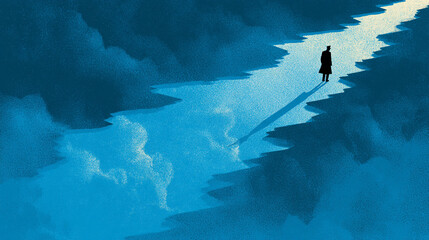 A conceptual depiction of personal problems and crises, using abstract imagery to visualize stress, confusion, and emotional turmoil in a human-centered context.
