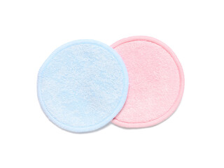 Reusable cotton pads on white background