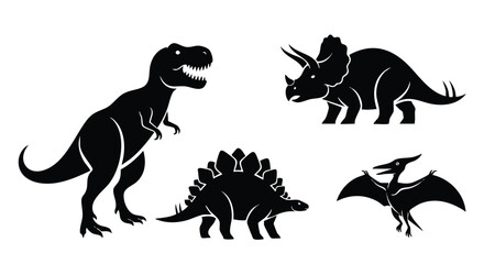 Dinosaur Silhouette Vector Pack Flat Design Prehistoric Animal Illustration © NineteenVisualStudio