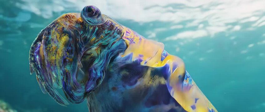 A cuttlefish displays a rapid, hypnotic cascade of changing colors and patterns across its skin. A stunning natural light show in slow motion.