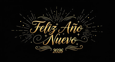Golden feliz ano nuevo 2026 lettering celebrating holidays