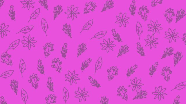 Many grey flower leaf patterns on pink background suitable for floral themed designs, spring promotions, and feminine branding projects.