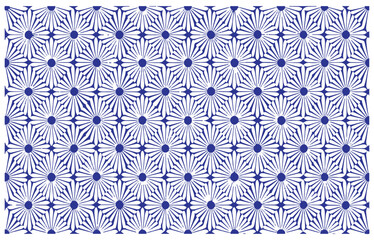 Seamless blue and white floral geometric pattern background vector illustration
