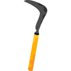 Curved Scythe Tool With Orange Handle Isolated On Transparent Background For Agricultural Work
