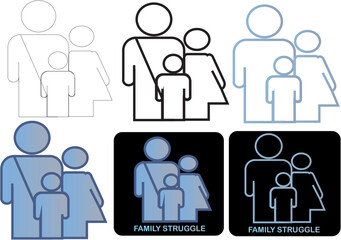 Family Struggle A Collection of Icon Designs Representing Family Challenges and Difficulties