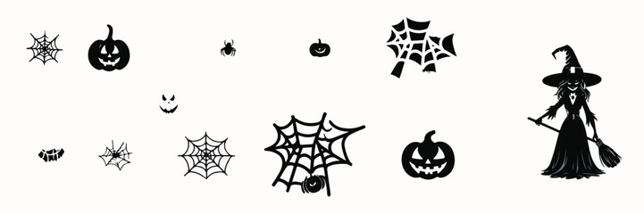 Halloween vector set ,Halloween Spooky Black Vector