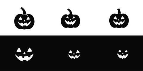 et of Scary Face Pumpkin Silhouettes - Halloween Symbol Vector