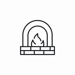 round brick fireplace icon sign vector