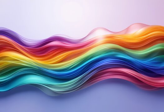 Abstract colorful flowing wave shapes blending smoothly in a vibrant spectrum from cool to warm hues