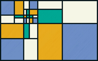 Stained glass textured pattern. Abstract template with bright colors. Mosaic background in Bauhaus style..