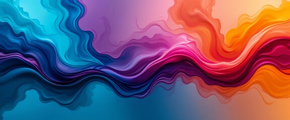 Abstract fluid wave pattern blending vibrant blue purple red orange colors in motion