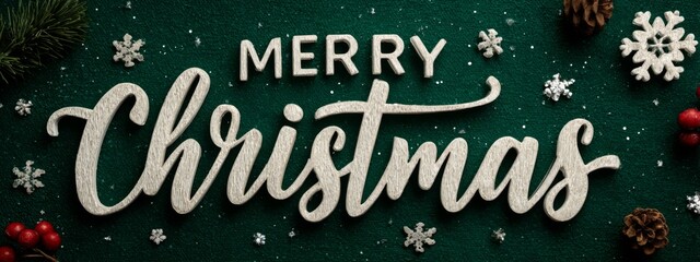 A Festive Celebration of Joy and Togetherness with a Beautifully Crafted 'Merry Christmas' Display Surrounded by Seasonal Decorations and Symbols of the Holiday Cheer