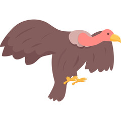 Brown Vulture With Pink Head And Yellow Beak In Flight On Transparent Background