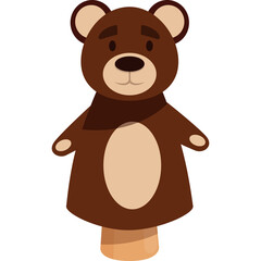 Brown Teddy Bear Hand Puppet With Scarf Object Illustration Isolated On White Background No Defects No Hands No Faces No Animals