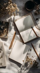 Creative workspace with open notebooks ready for your next idea