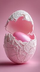 Pastel Easter surprise a cracked egg reveals a pink candy treat
