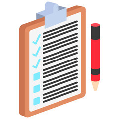 Checklist Mini Illustration Isometric Icon. Use For Modern Concept, Print, Ui, Ux Kit, Web And App Development. Vector Related To Market, Business, Finace